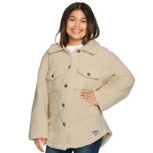 Roxy Girls Sherpa‎ Fleece Shirt Jacket, Beige Medium